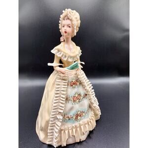 Vintage Lenox Colonial Dame Figurine – 7.5” Porcelain Woman in Bonnet